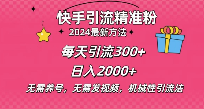 小白即可入手，一部手机搞定，2024快手在线用户私信引流法搬砖式引流，一天可引300+创业粉-沐颜网创资源