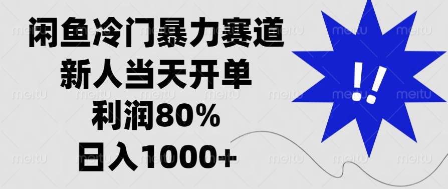 闲鱼冷门暴力赛道，新人当天开单，利润80%，日入1000+-沐颜网创资源