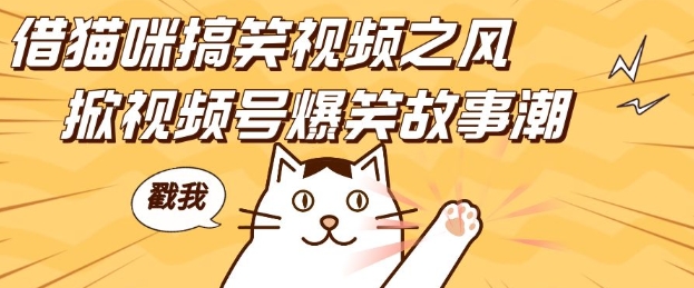 借猫咪搞笑视频之风，掀视频号爆笑故事潮，轻松日入四位数，无门槛快速入门!-沐颜网创资源