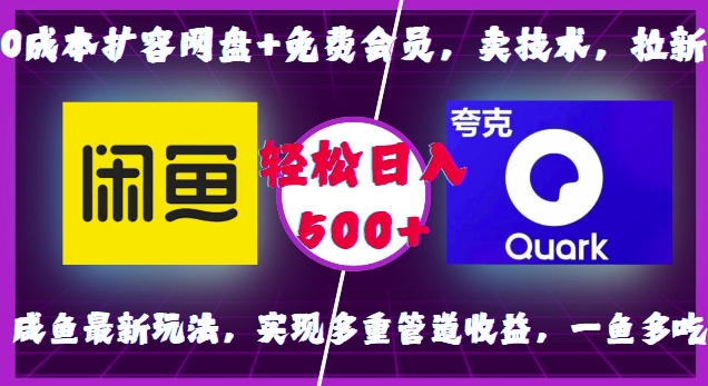 0成本扩容网盘+免费会员，卖技术，拉新，咸鱼最新玩法，实现多重管道收益，一鱼多吃，轻松日入500+-沐颜网创资源