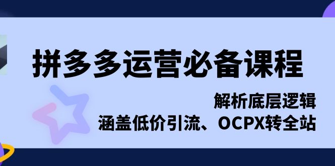 拼多多运营必备课程，解析底层逻辑，涵盖低价引流、OCPX转全站-沐颜网创资源