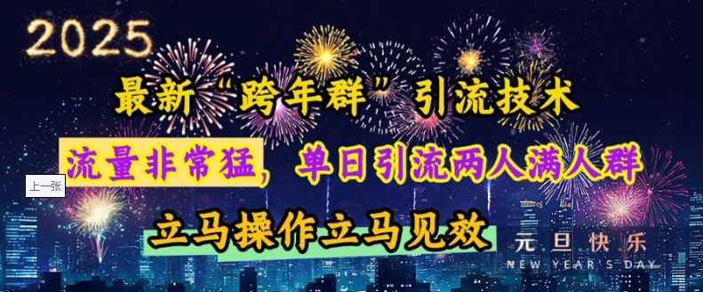 最新“跨年群”引流，流量非常猛，单日引流两人满人群，立马操作立马见效【揭秘】-沐颜网创资源