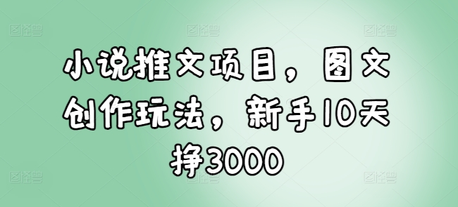 小说推文项目，图文创作玩法，新手10天挣3000-沐颜网创资源