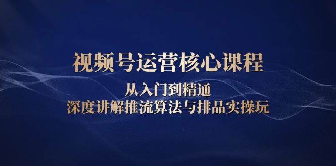 视频号运营核心课程，从入门到精通，深度讲解推流算法与排品实操玩-沐颜网创资源
