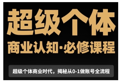超级个体商业认知觉醒视频课，商业认知·必修课程揭秘从0-1账号全流程-沐颜网创资源