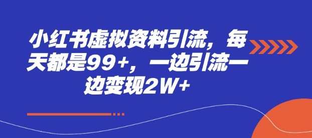 小红书虚拟资料引流，每天都是99+，一边引流一边变现2W+-沐颜网创资源