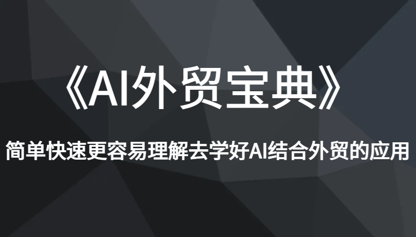 《AI外贸宝典》简单快速更容易理解去学好AI结合外贸的应用-沐颜网创资源