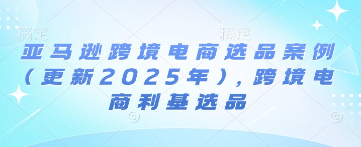 亚马逊跨境电商选品案例(更新2025年)，跨境电商利基选品-沐颜网创资源
