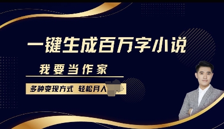 我要当作家，一键生成百万字小说，多种变现方式，轻松月入过W+-沐颜网创资源