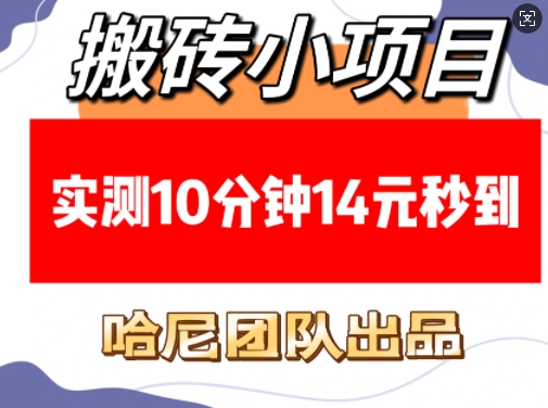 搬砖小项目，实测10分钟14元秒到，每天稳定几张(赠送必看稳定)-沐颜网创资源