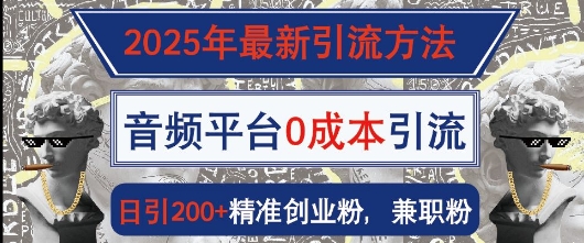 2025年全新推广方法，音频平台0成本费引流方法，日引200 精确自主创业粉-沐颜网创资源