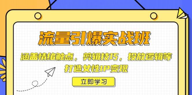 总流量点爆实战演练班，包含心态接触点，镜头语言，推广逻辑性等，打造女性IP转现-沐颜网创资源