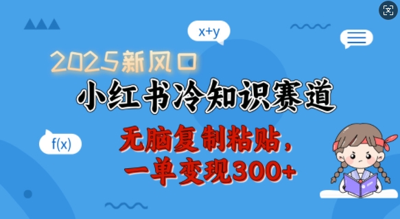 2025新蓝海，小红书的冷门知识跑道，没脑子拷贝，一单转现300-沐颜网创资源