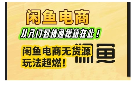 闲鱼平台电子商务实战演练课，实用教程秘笈在这里，闲鱼平台电商无货源游戏玩法最燃!-沐颜网创资源