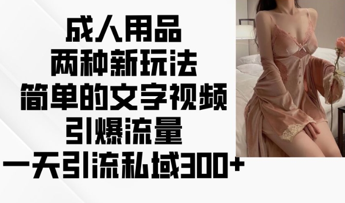 两性用品二种新模式，文字描述短视频引爆流量，一天引流方法公域300-沐颜网创资源