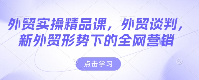 出口外贸实际操作精品课程，出口外贸商谈，新出口外贸形势下的全网推广-沐颜网创资源