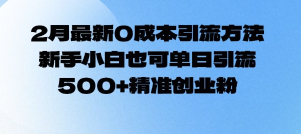 2月全新0成本费推广方法，新手入门也可以单日引流方法500 精确自主创业粉-沐颜网创资源
