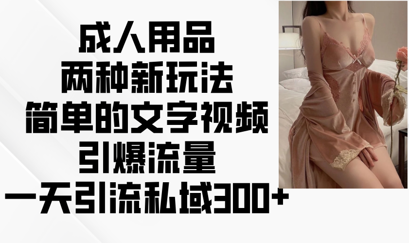 两性用品二种新模式，文字描述短视频引爆流量，一天引流方法公域300-沐颜网创资源