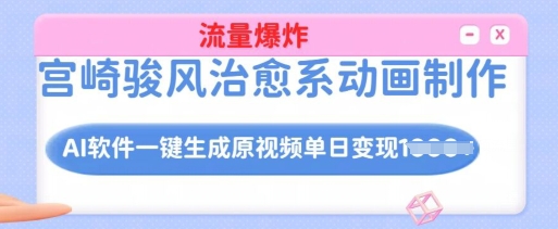 宫崎骏动漫风治愈系动画制做，AI手机软件一键生成原创短视频总流量发生爆炸，单日转现好几张，详尽实际操作步骤-沐颜网创资源