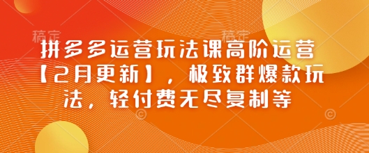 拼多多运营游戏玩法课高级经营【2月升级】，完美群爆品游戏玩法，轻付钱无穷拷贝等-沐颜网创资源