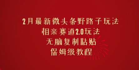 2月全新头条歪门邪道游戏玩法，相亲约会跑道2.0游戏玩法，没脑子拷贝，家庭保姆级实例教程-沐颜网创资源