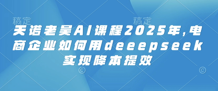 天诺老胡AI课程内容2025年，电子商务企业怎样用deeepseek完成降本提效-沐颜网创资源