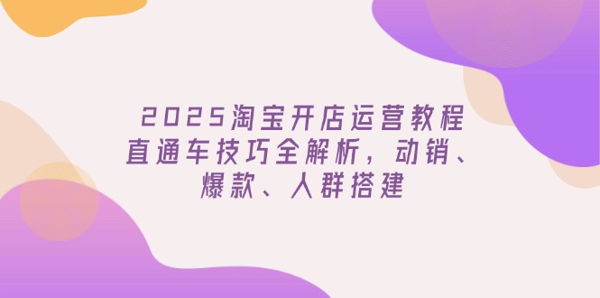 2025淘宝开店运营教程更新，直通车技巧全解析，动销、爆款、人群搭建-沐颜网创资源