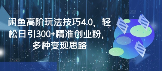 闲鱼平台高级技巧攻略4.0，轻轻松松日引300 精确自主创业粉，多种多样转现构思-沐颜网创资源