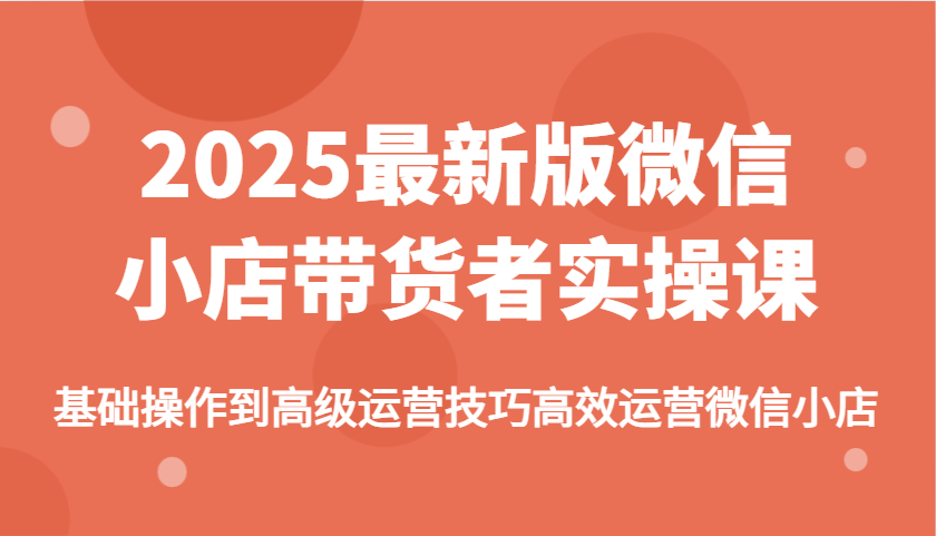 2025最新版微信小商店卖货者实操课，基本操作到高级运营方法高效管理微小店-沐颜网创资源