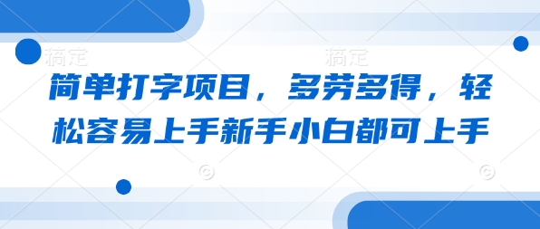 简易电脑打字新项目，能者多劳，轻轻松松易上手新手入门都可以入门-沐颜网创资源