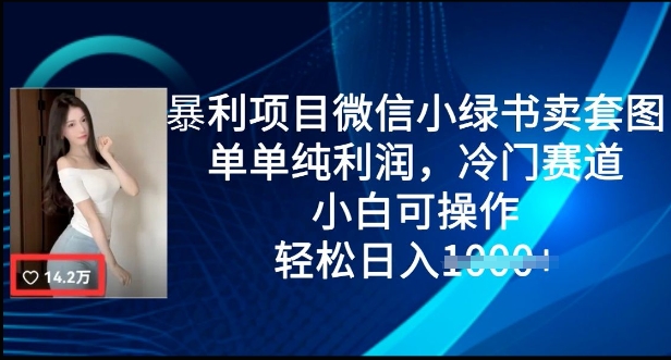 赚钱项目微信小绿书卖套图，仅仅净利润，小众跑道， 小白可实际操作，轻轻松松日入好几张-沐颜网创资源