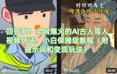 回答！各大网站爆红的AI古代人骂人视频游戏玩法，新手家庭保姆级实例教程-沐颜网创资源
