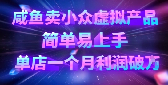 咸鱼卖冷门虚拟商品，简单易上手，门店一个月盈利破W-沐颜网创资源