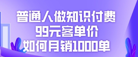 平常人做社交电商，99元客单量怎样月销1000单-沐颜网创资源