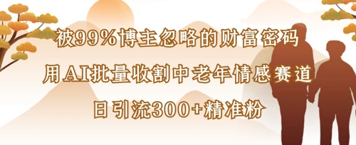 被99%博主忽略的财富密码：用AI批量收割中老年情感赛道，日引流300+精准粉-沐颜网创资源