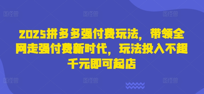 2025拼多多平台强付钱游戏玩法，领着各大网站走高付钱新时期，游戏玩法资金投入不超过千块就可以出单-沐颜网创资源