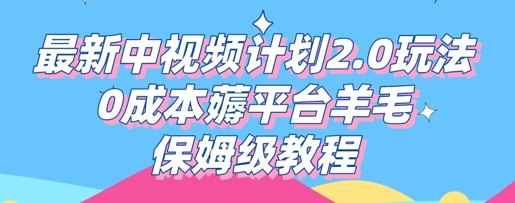 全新中视频伙伴2.0游戏玩法，0成本费薅服务平台羊毛绒，家庭保姆级实例教程-沐颜网创资源