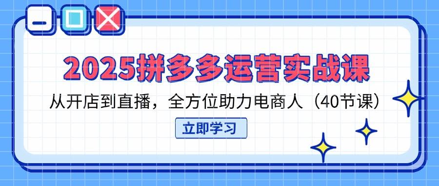 2025拼多多运营实战演练课，从开网店到直播间，多方位助推电商人-沐颜网创资源
