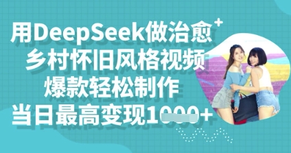 用DeepSeek做痊愈农村怀旧风格短视频，爆品轻轻松松制做，当日最大转现好几张-沐颜网创资源