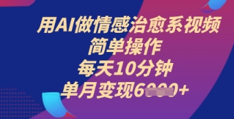 用AI做情绪治愈系动漫短视频，易操作，每日10min，单月转现6k-沐颜网创资源