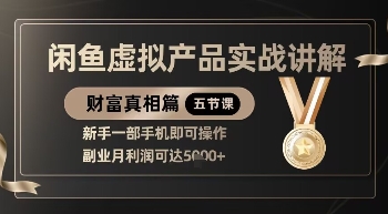 精品！闲鱼虚拟产品实战讲解，新手一部手机即可操作，副业月利润可达5k+-沐颜网创资源