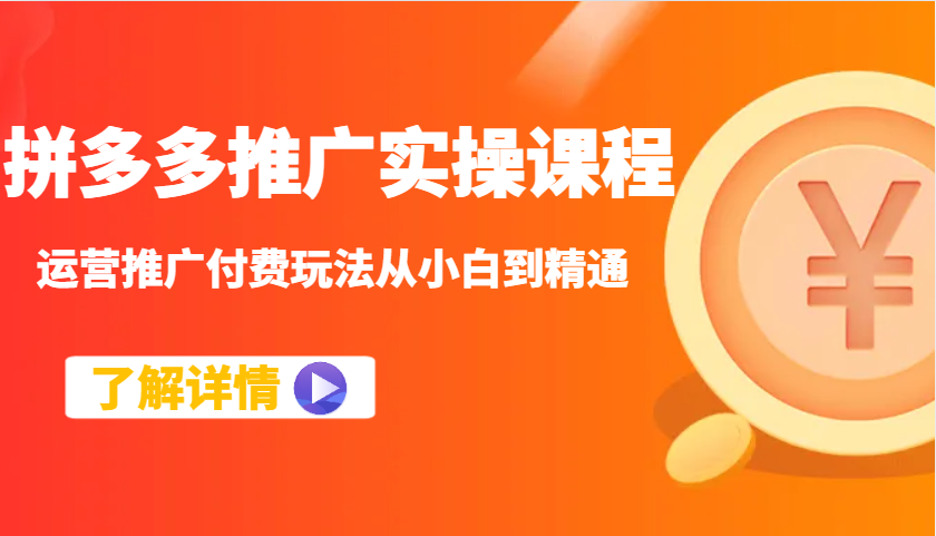 拼多多推广实操课程：运营推广付费玩法从小白到精通-沐颜网创资源