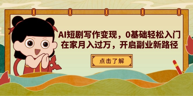 AI短剧剧本写作变现，0基本轻松入门，在家里月入了万，打开第二职业新思路-沐颜网创资源
