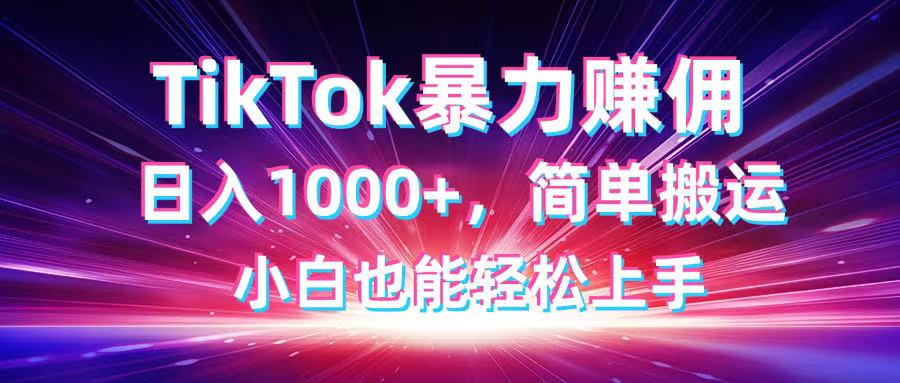 TikTok运送暴力行为赚佣，日入1000 ，简易运送，新手也可以快速上手-沐颜网创资源