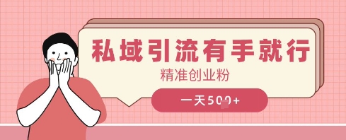 私域引流有手就行，日引500 精确自主创业粉-沐颜网创资源