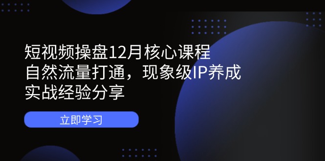 小视频股票操盘12月主干课程：自然搜索流量连通，卓越IP培养，实践经验共享-沐颜网创资源