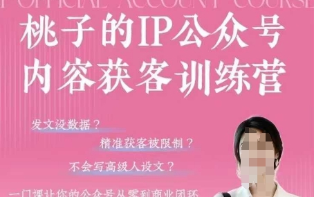 桃IP公众号文章拓客夏令营(第3期)，一门使你微信公众号从0到商业闭环课程内容-沐颜网创资源