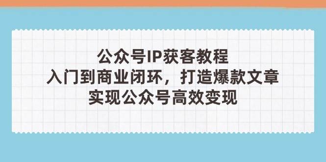 微信公众号IP拓客实例教程(第3期)，从入门到商业闭环，推出爆款文章内容，完成微信公众号高效率转现-沐颜网创资源