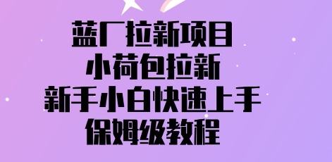 蓝厂拉新项目，小荷包引流，新手入门快速入门，家庭保姆级实例教程-沐颜网创资源