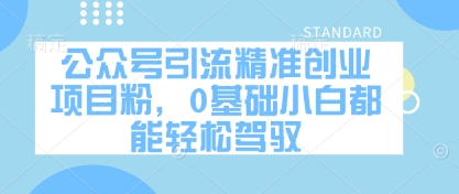 公众号引流精确创业好项目粉，0基本新手都能轻松驾驭-沐颜网创资源